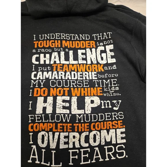 Unisex Tough Mudder Black with Orange Graphic Hoodie Size S - Picture 5 of 5